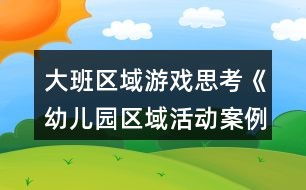 大班区域游戏思考,幼儿学习与发展的新天地